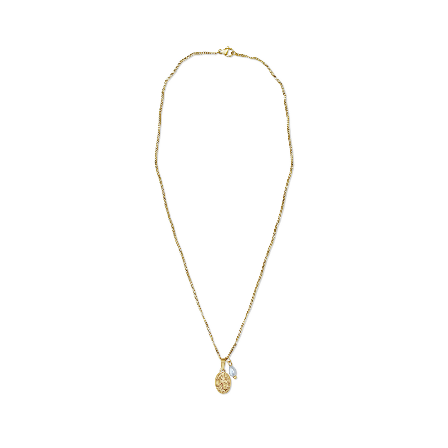 Pearl Portuguese Miraculous Medal Necklace