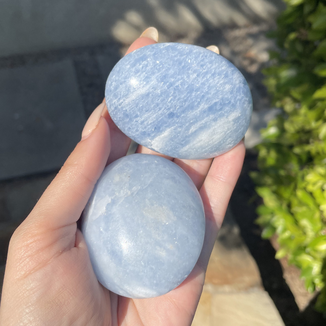 Blue Calcite Palm Stone