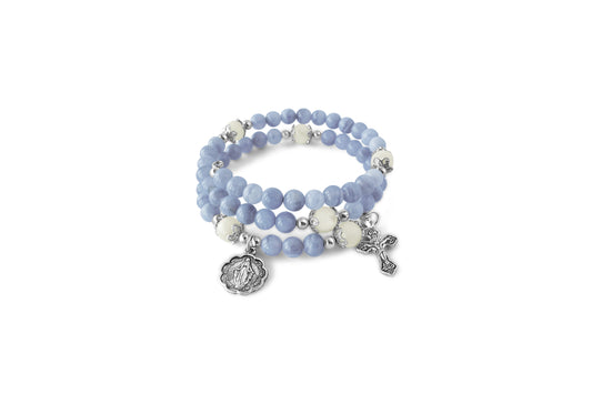 Blue Lace Agate Rosary Bracelet
