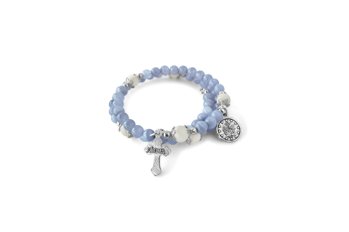 Blue Lace Agate Rosary Bracelet