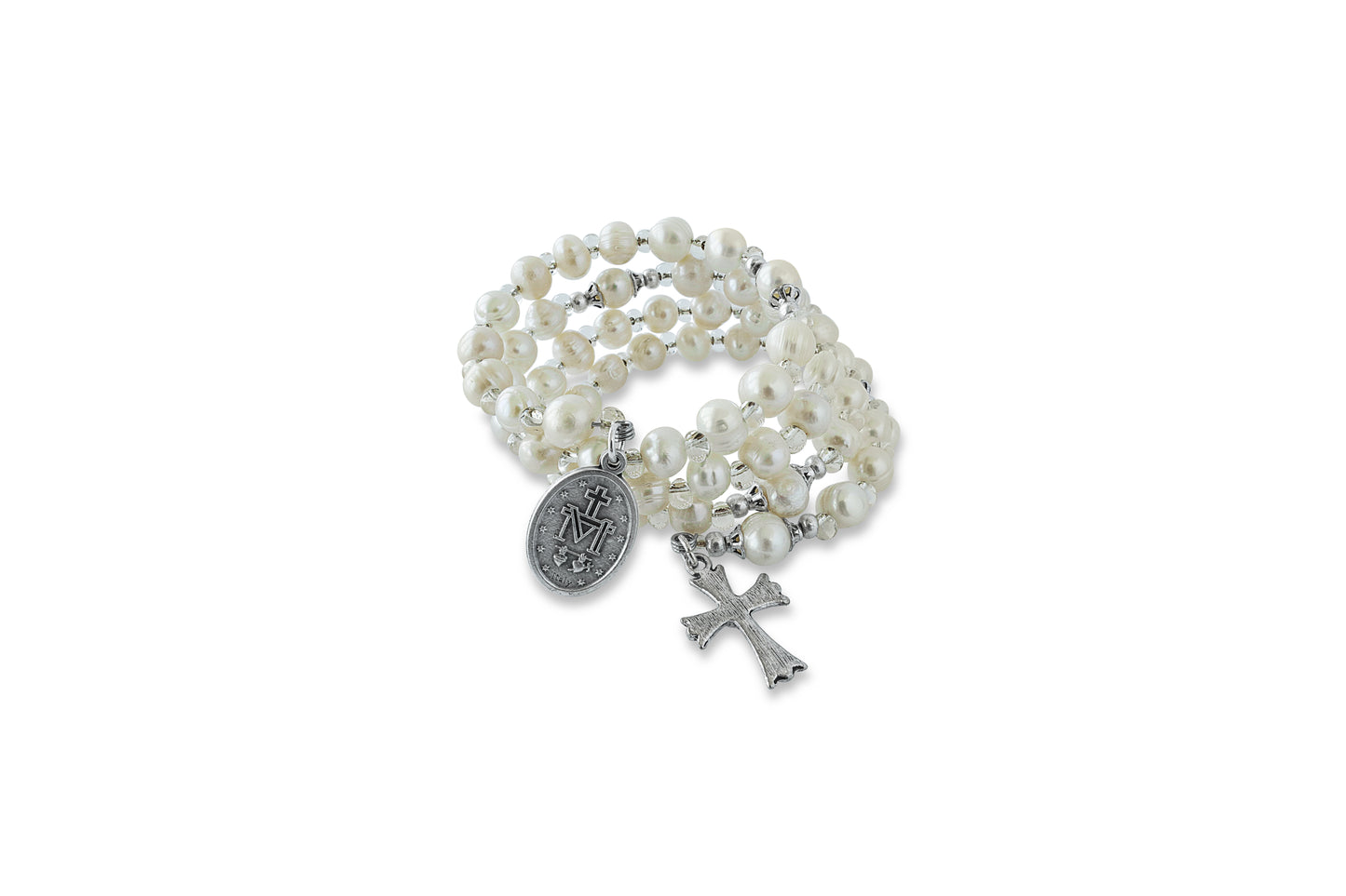 Pearl Wire Wrap Rosary Bracelet