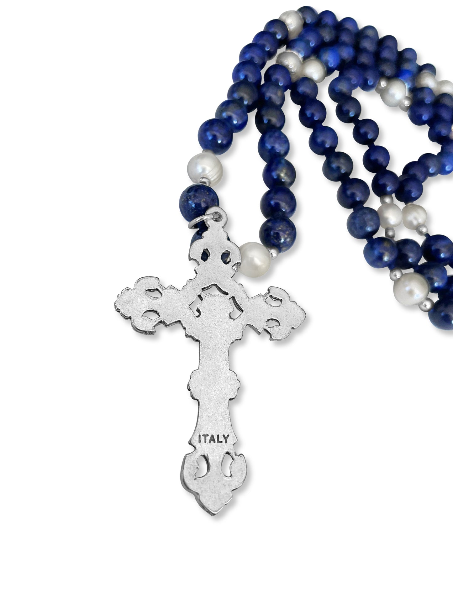 Jesus Lapis Lazuli & Pearl Mala