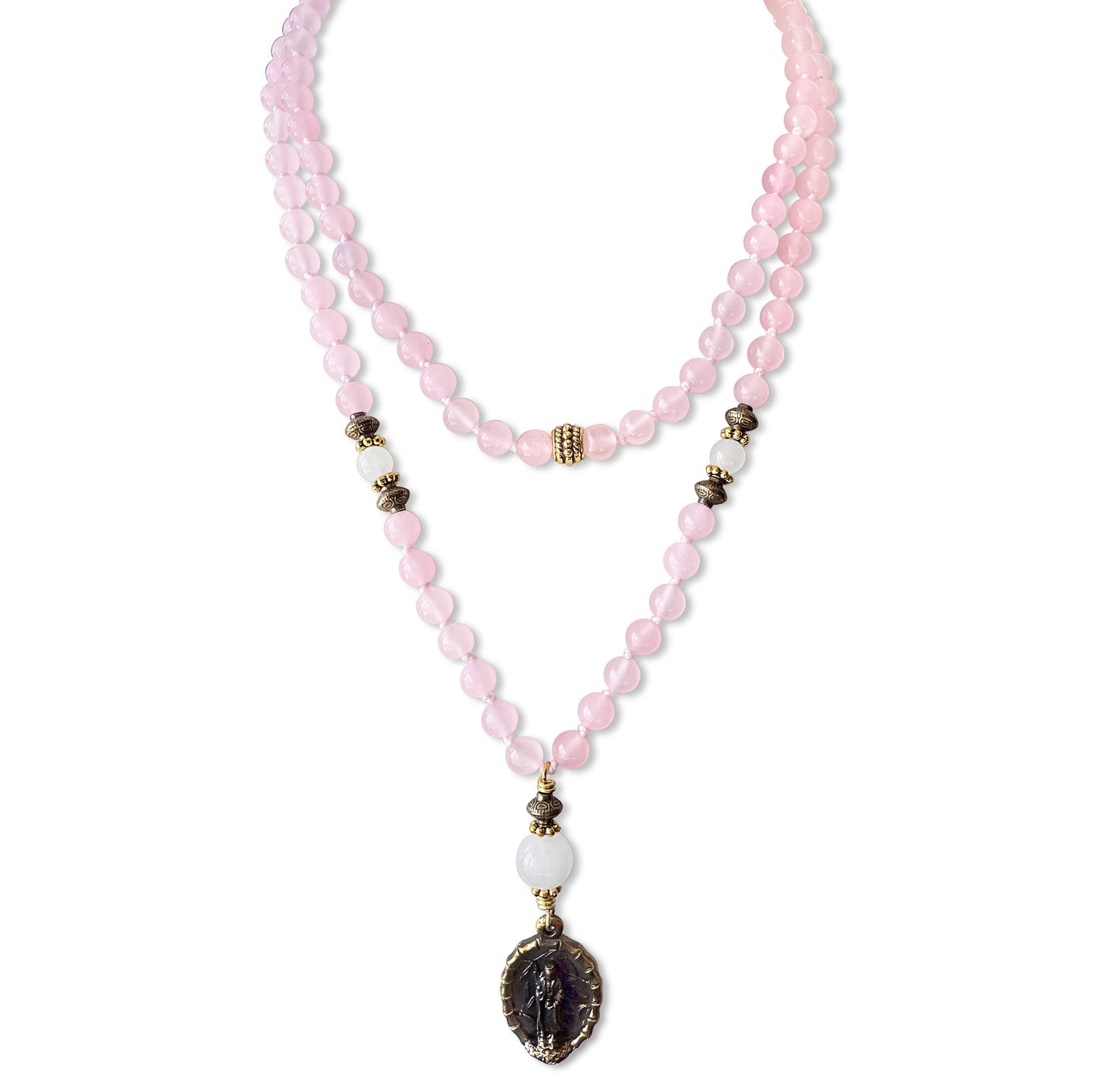 Kuan Yin Rose Quartz Mala