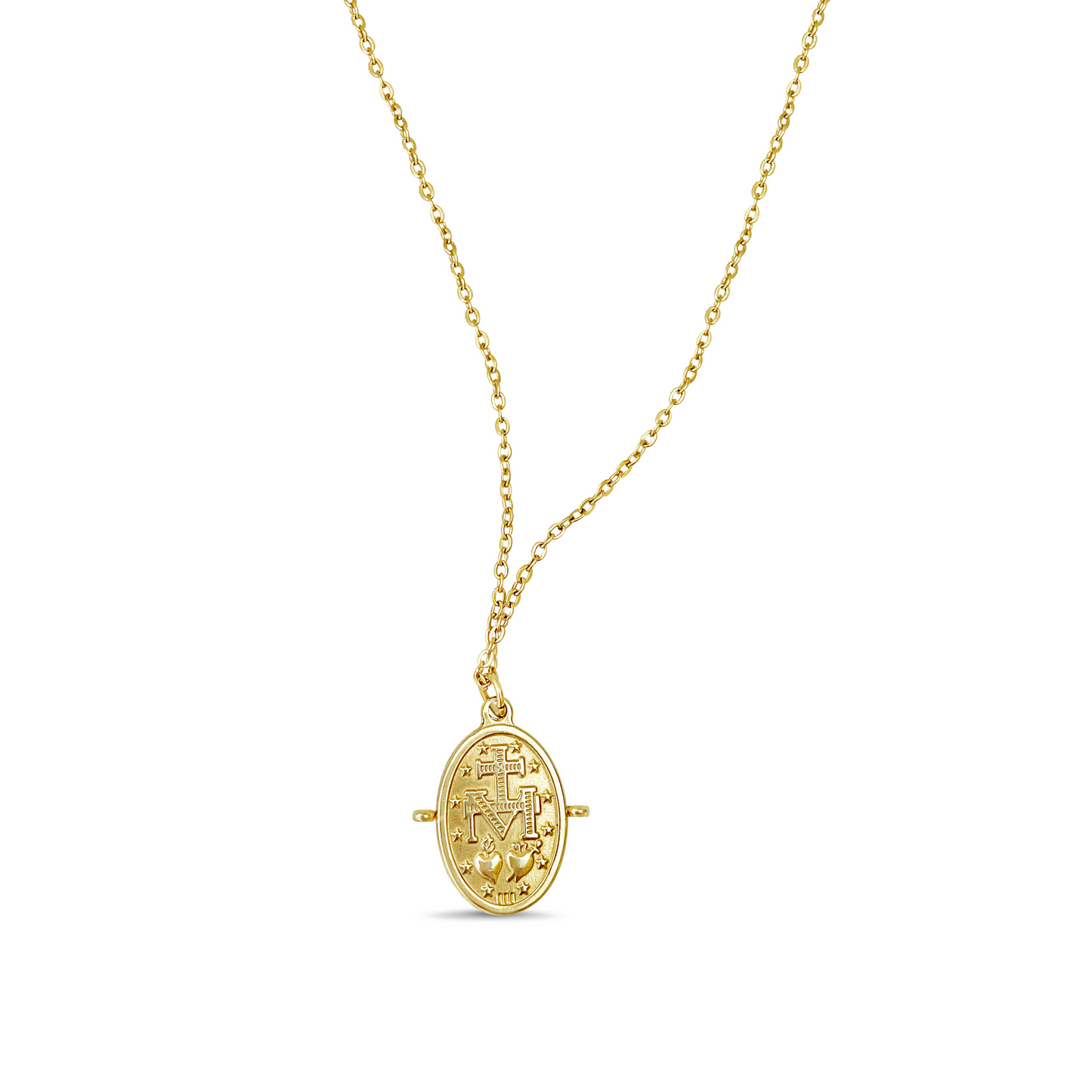Double Post Portuguese Miraculous Medal Necklace