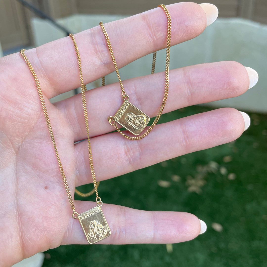 Our Lady of Mount Carmel & Sacred Heart Scapular Necklace