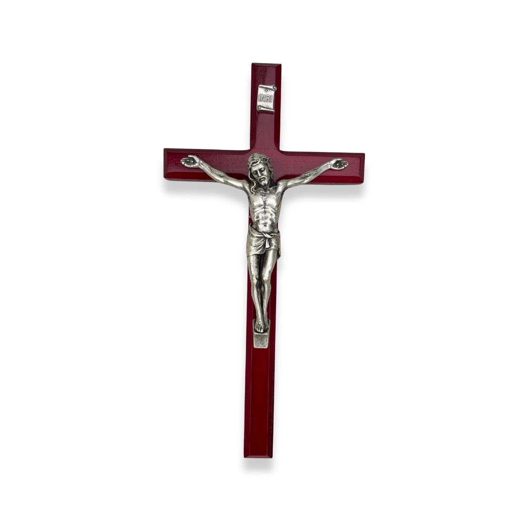 Cherry Crucifix With Silver Corpus