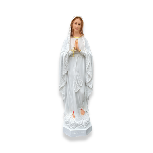 Notre Dame de Lourdes with Gold Rosary Statue