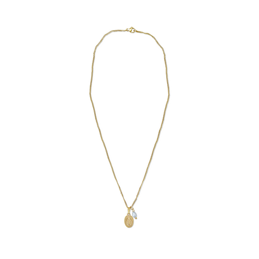 Pearl Portuguese Miraculous Medal Necklace