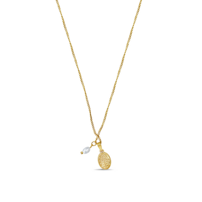 Pearl Portuguese Miraculous Medal Necklace