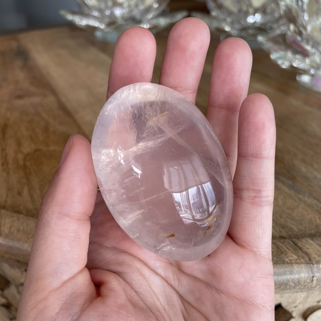 Pink Girasol Quartz Palm Stone