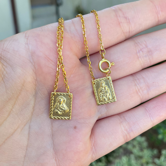 Gold Framed Scapular Necklace